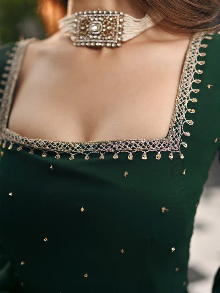 Viyanka Phoolkari Green Anarkali