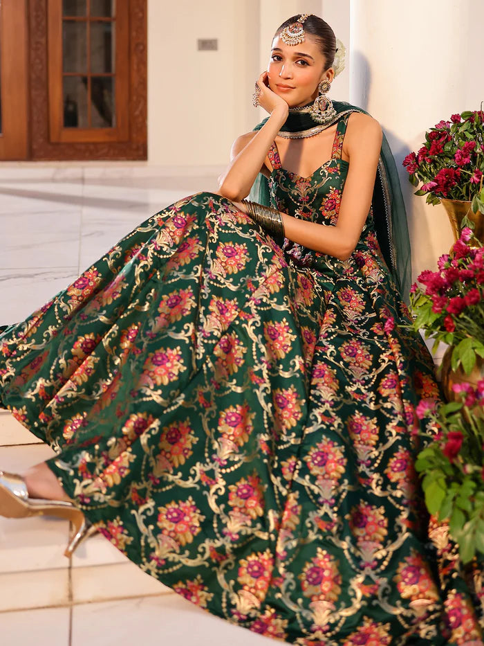 Viyanka Kimkhab Green Anarkali Set