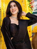 Black Pre-Draped Saree