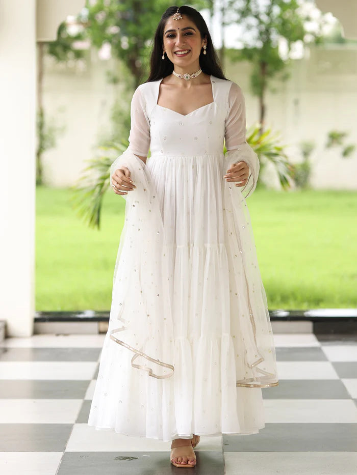 Viyanka Meher White Anarkali
