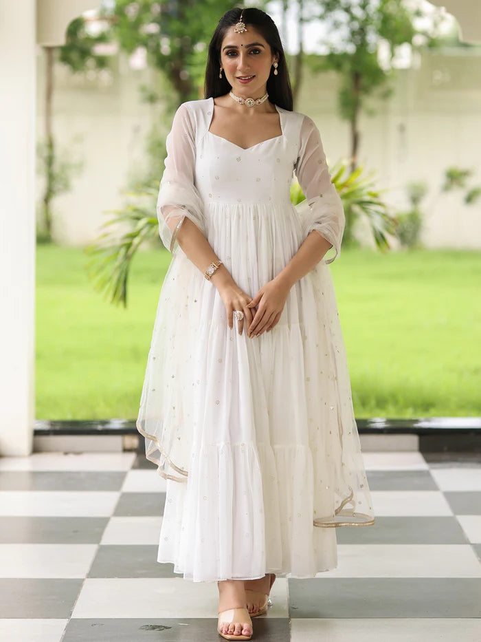 Viyanka Meher White Anarkali