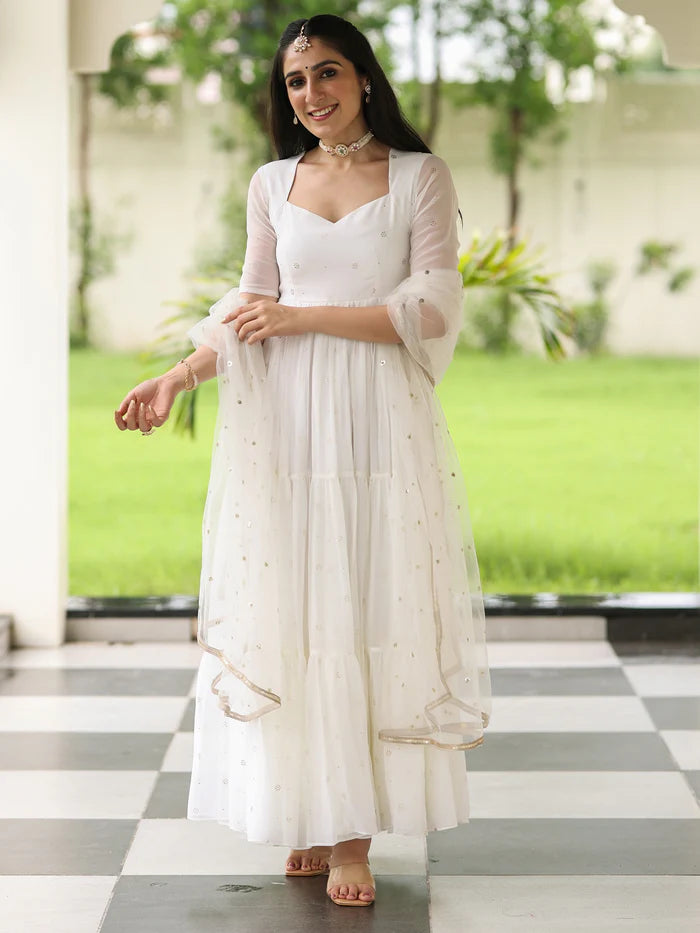 Viyanka Meher White Anarkali