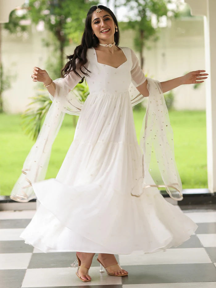 Viyanka Meher White Anarkali