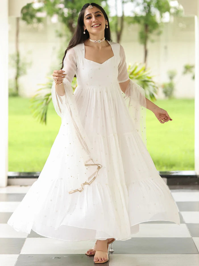 Viyanka Meher White Anarkali