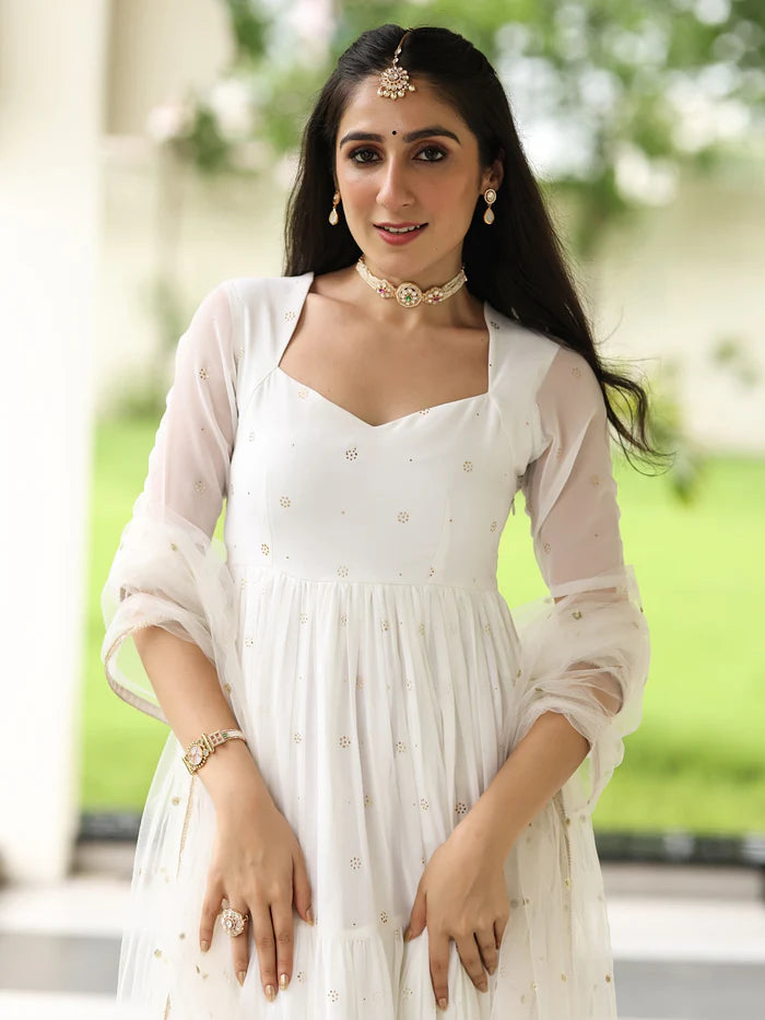 Viyanka Meher White Anarkali