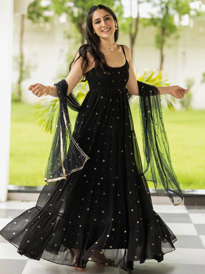 Viyanka Meher Black Georgette Anarkali