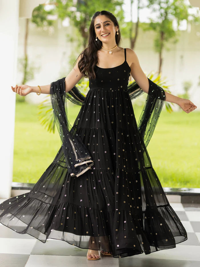 Viyanka Meher Black Georgette Anarkali