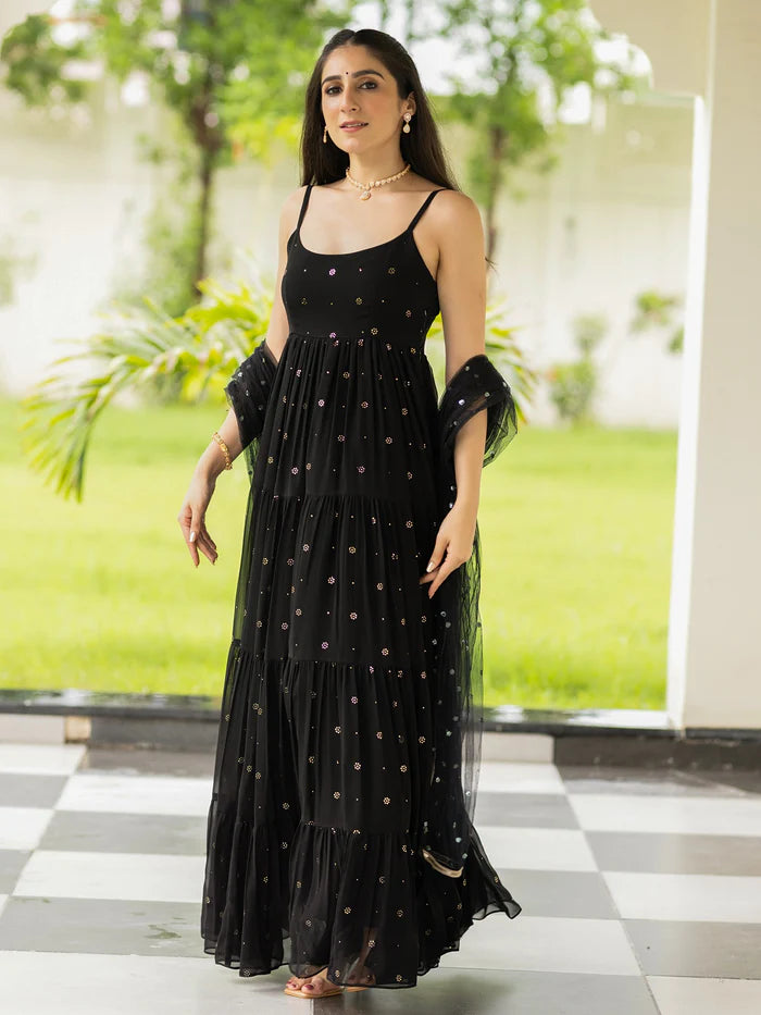 Viyanka Meher Black Georgette Anarkali