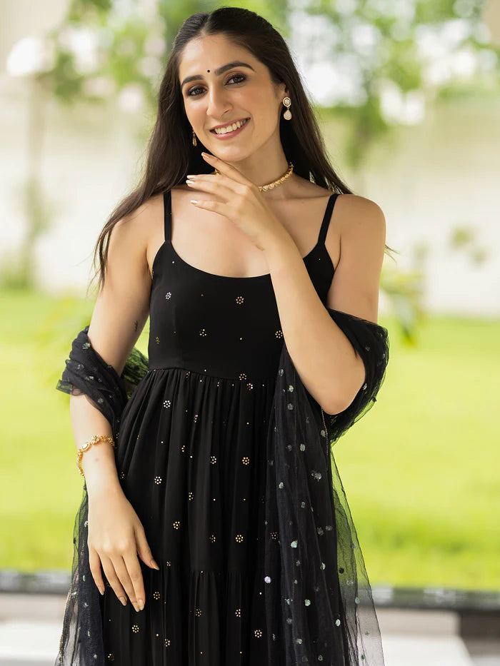 Viyanka Meher Black Georgette Anarkali