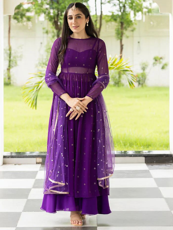 Viyanka Meher Purple Georgette Anarkali