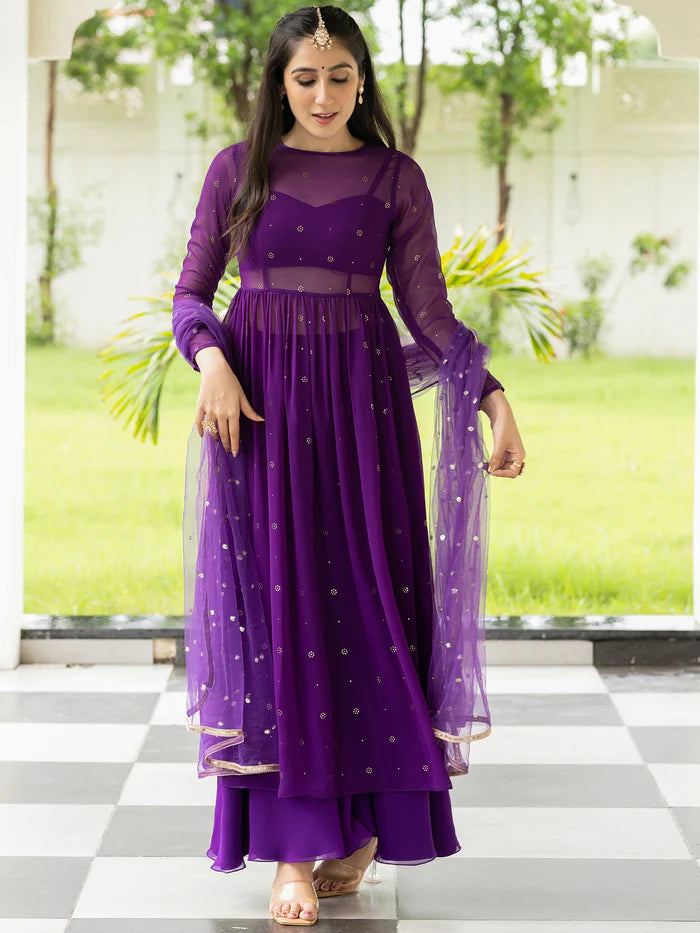 Viyanka Meher Purple Georgette Anarkali