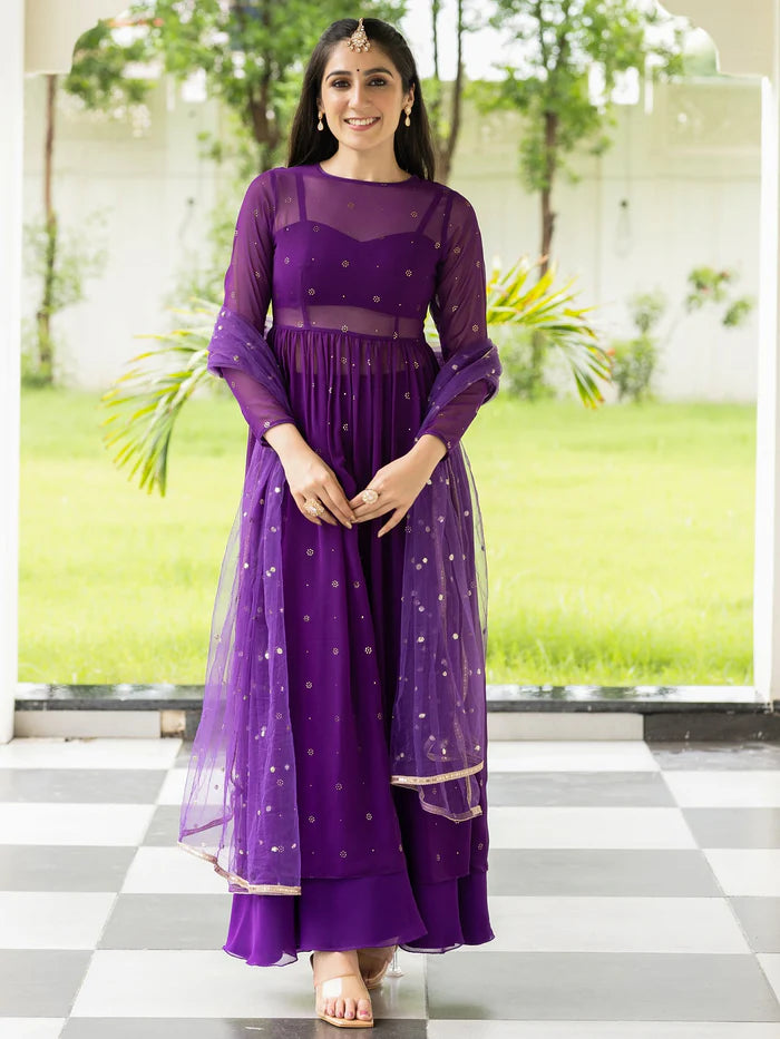 Viyanka Meher Purple Georgette Anarkali