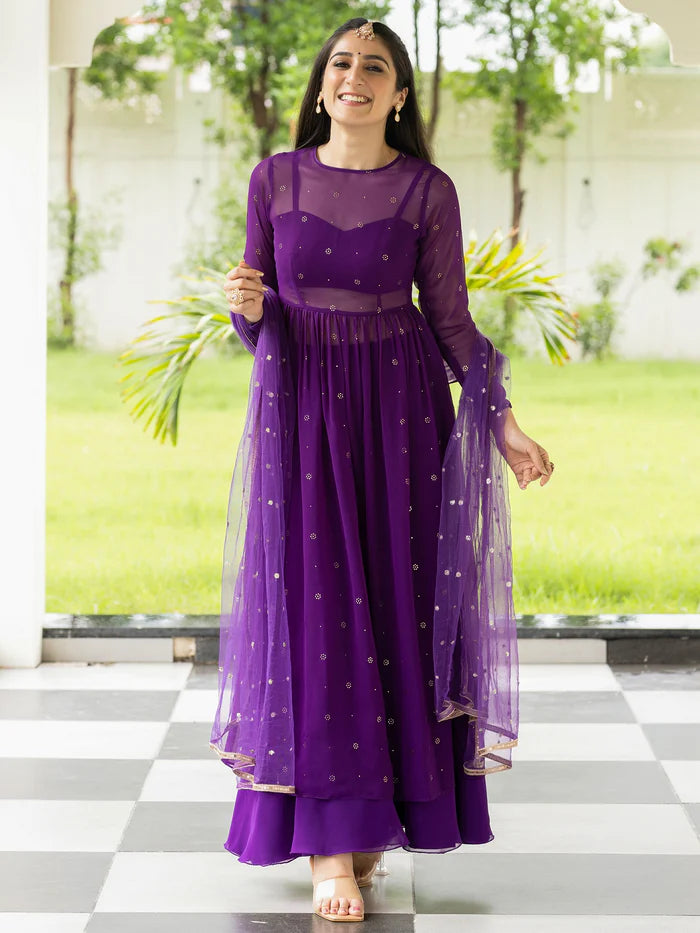 Viyanka Meher Purple Georgette Anarkali