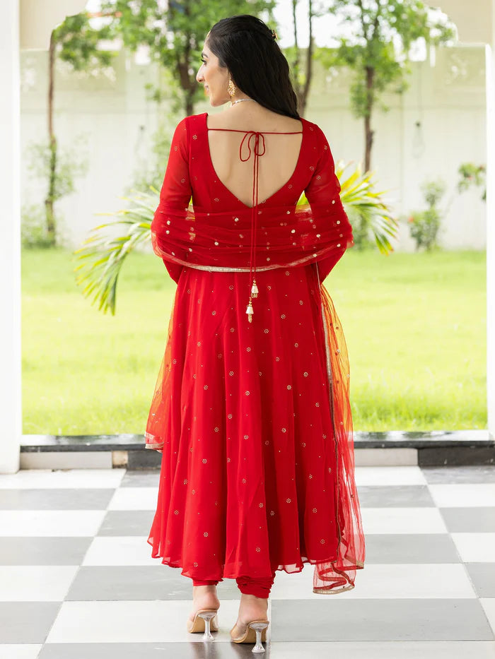 Viyanka Meher Red Georgette Anarkali