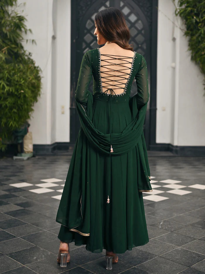 Viyanka Phoolkari Green Anarkali