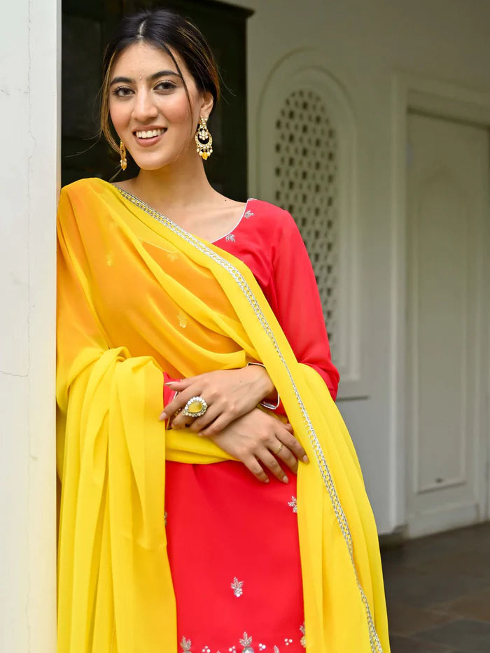 Viyanka Pink and Yellow Kurta Patiala Set