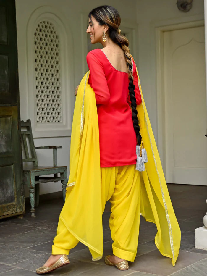Viyanka Pink and Yellow Kurta Patiala Set