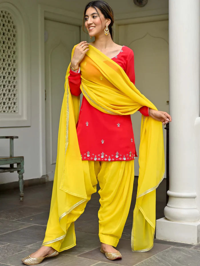 Viyanka Pink and Yellow Kurta Patiala Set