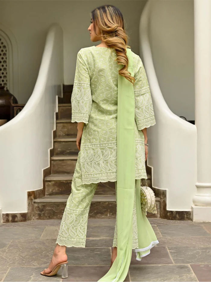 Viyanka Green Embroidered Kurta Set