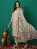 Viyanka Off-White Cotton Printed Kurta Set