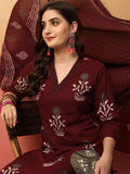 Viyanka Maroon Cotton Printed Kurta Set