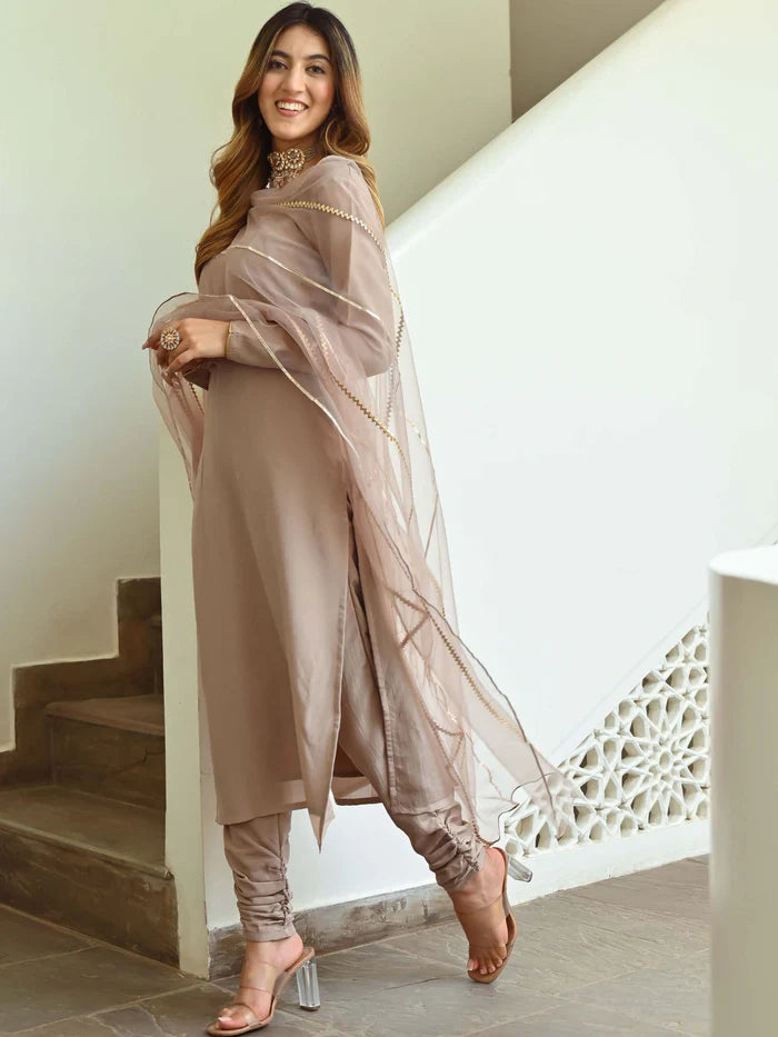 Viyanka Beige Silk Kurta Set