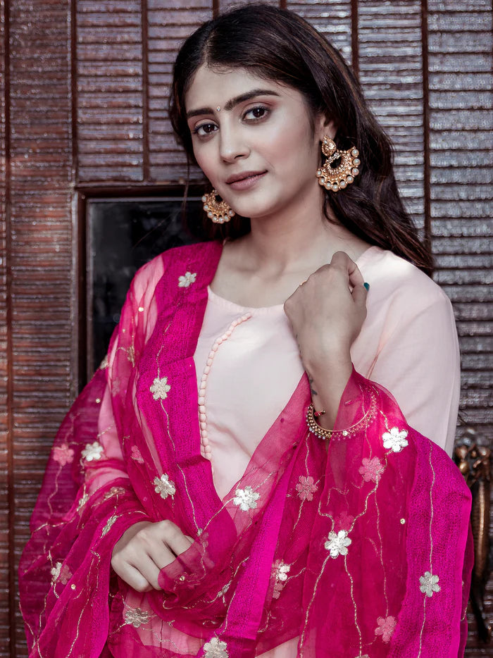 Viyanka Peach Cotton Kurta Sharara Set