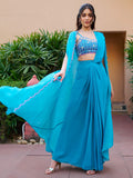 Teal Pre-Draped Saree