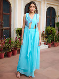 Sky Blue Pre-Draped Saree