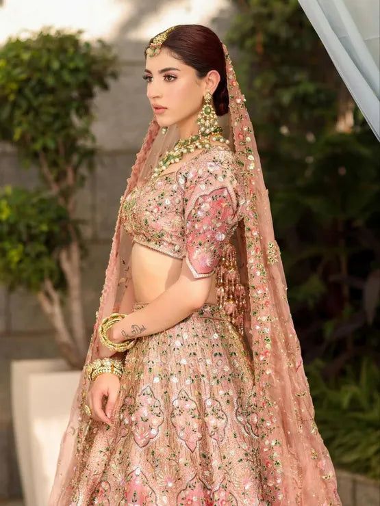 Pink and magenta silk festive lehenga set for women by Viyanka Collections