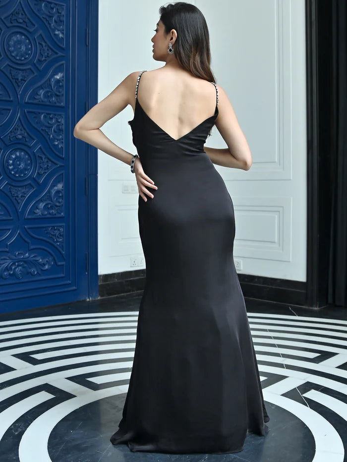 Black Satin Gown