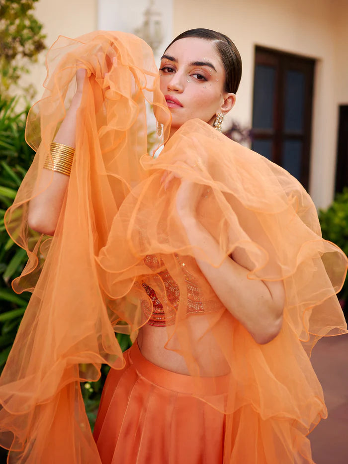 Ambera rust designer lehenga set for women by Viyanka Collections
