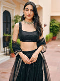 Black sequin festive lehenga set for women by Viyanka Collections
