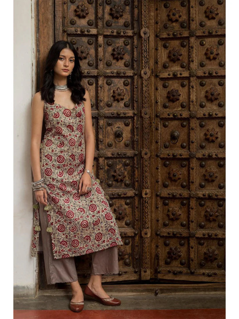 brick red rayon kurta palazzo set for women