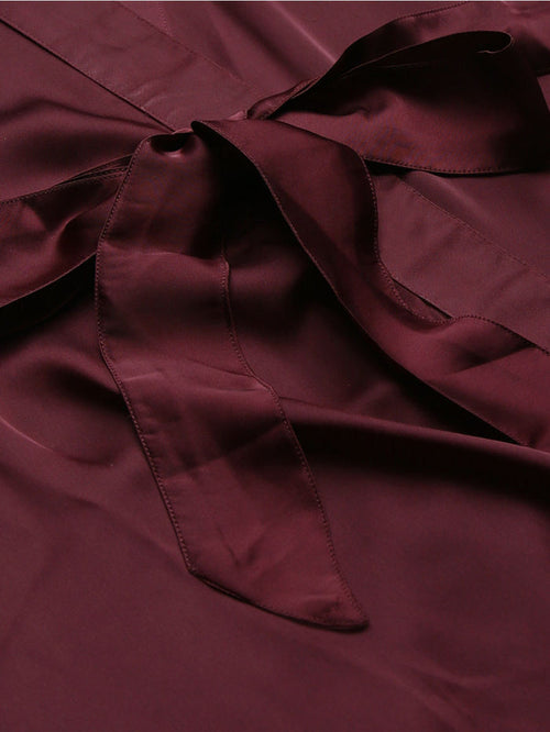 Bride embroidered purple silk robe for women by Viyanka