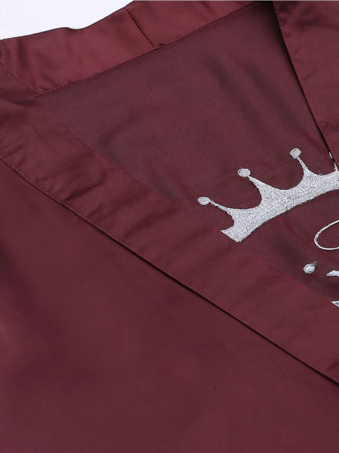 Bride embroidered purple silk robe for women by Viyanka