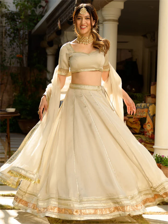 Grey silk festive fusion lehenga set for women by Viyanka Collections
