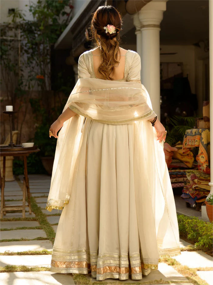 Grey silk festive fusion lehenga set for women by Viyanka Collections
