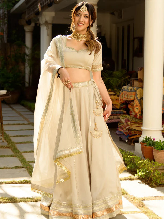 Grey silk festive fusion lehenga set for women by Viyanka Collections
