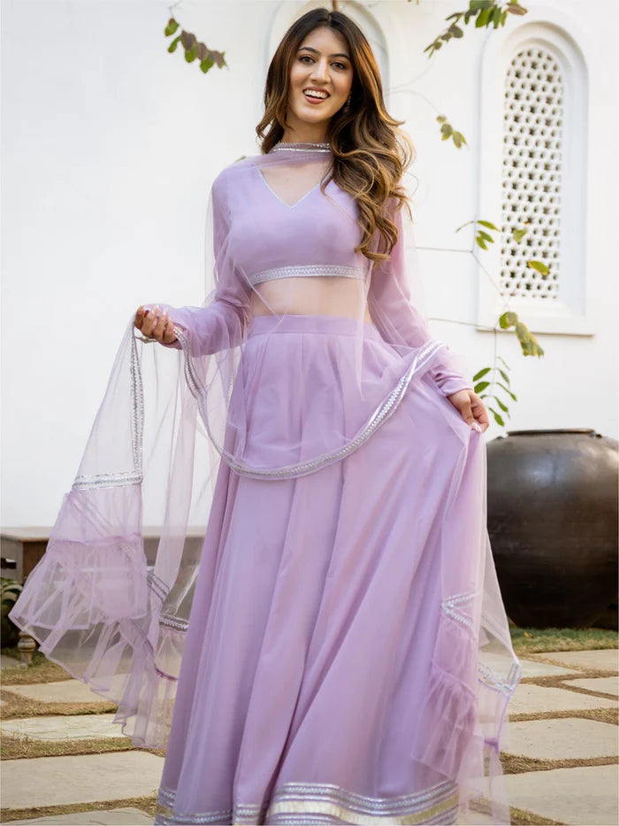 Lavender gota festive lehenga choli set for women by Viyanka Collections
