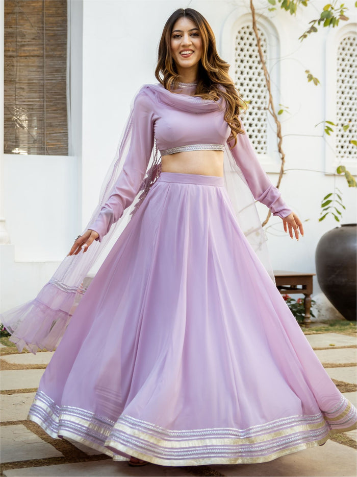 Lavender gota festive lehenga choli set for women by Viyanka Collections
