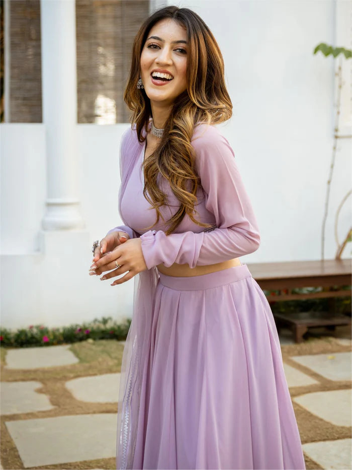 Lavender gota festive lehenga choli set for women by Viyanka Collections
