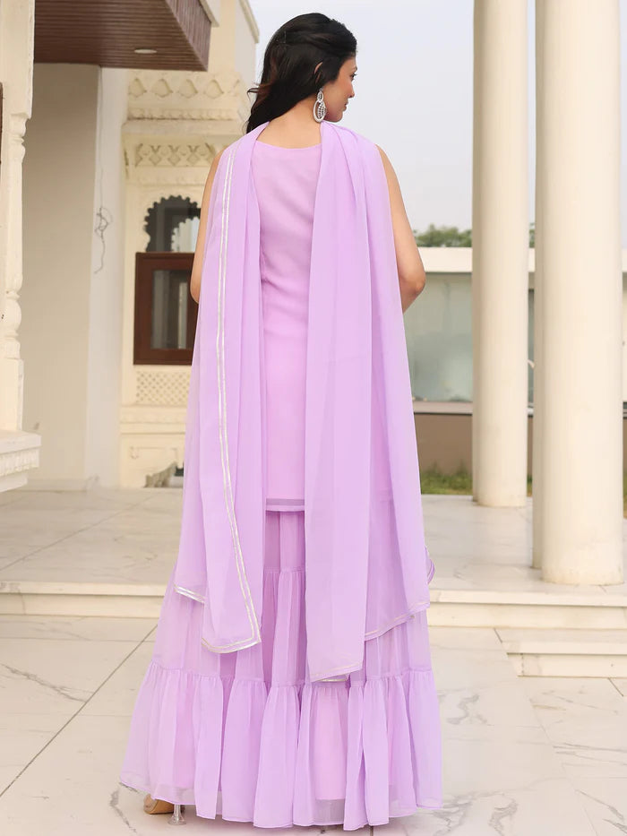 Viyanka Iconic Purple Georgette Sharara Set