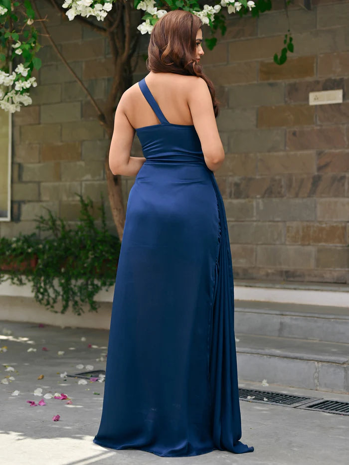 Blue One-Shoulder Gown