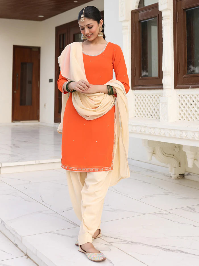 Viyanka Saffron Aura Patiala Ensemble