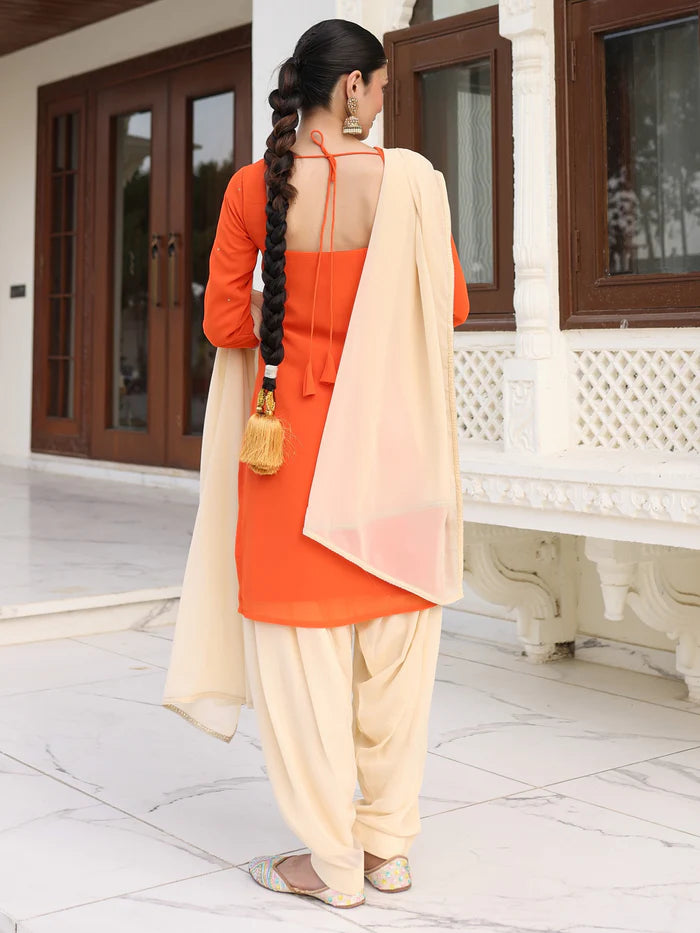 Viyanka Saffron Aura Patiala Ensemble