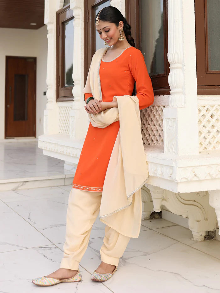 Viyanka Saffron Aura Patiala Ensemble