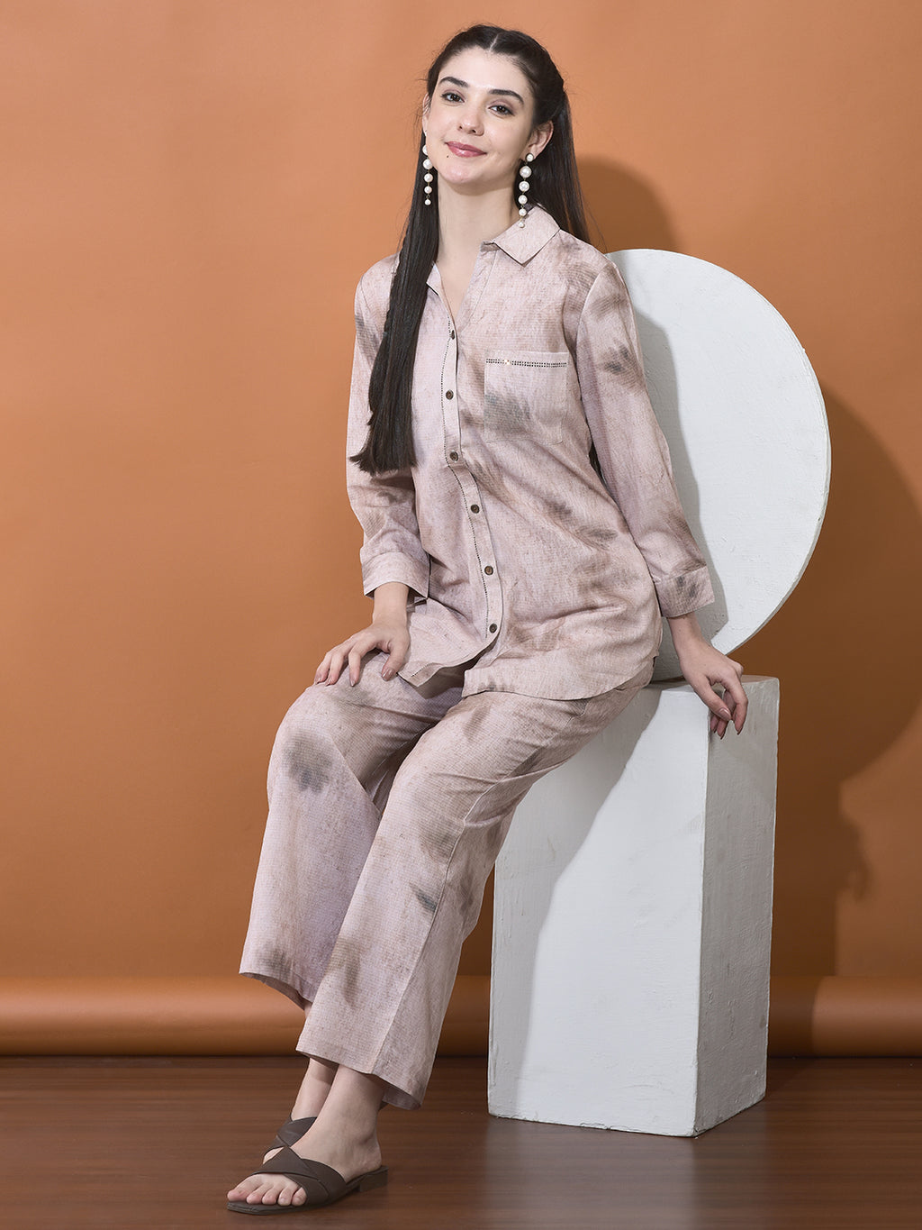 Petal mauve poly viscose co-ord set for women by Viyanka