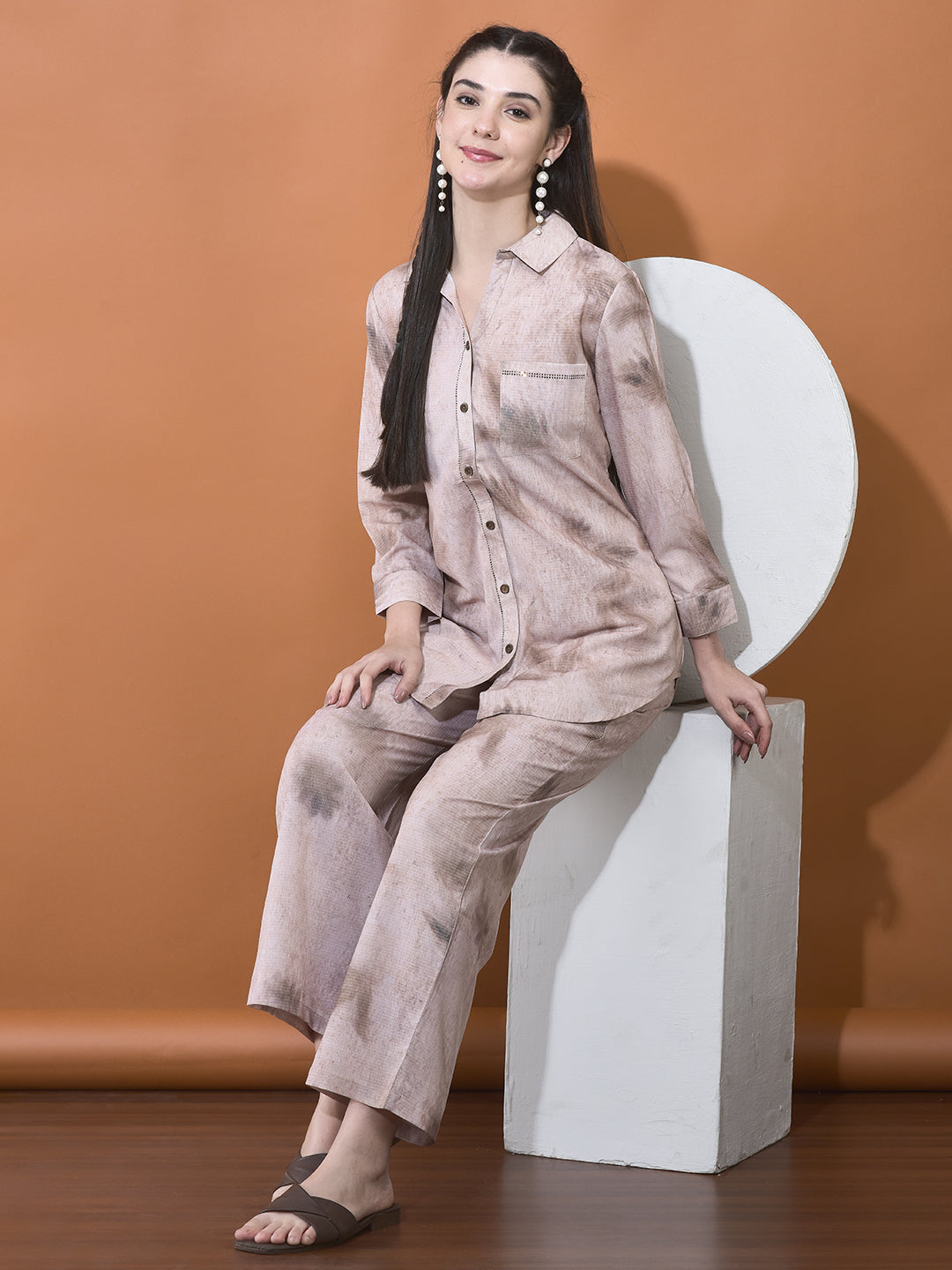 Petal mauve poly viscose co-ord set for women by Viyanka