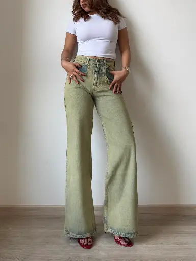 Matcha Mist Wide-Leg Jeans